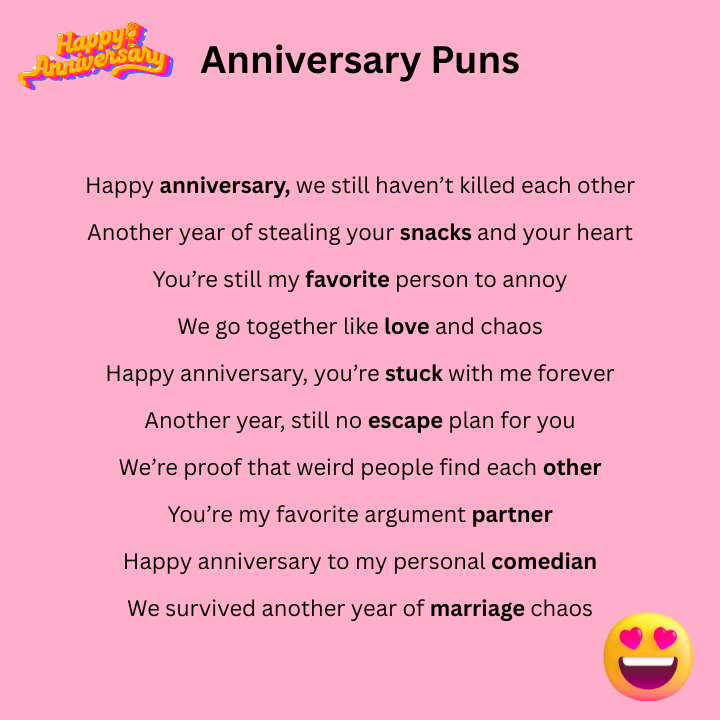 Funny Anniversary Puns