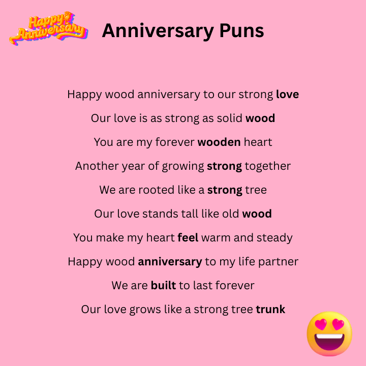 Wood Anniversary Puns
